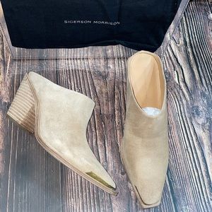 Sigerson Morrison Women's Fallon Block Heel Slip On Mule Pumps Beige -36.5